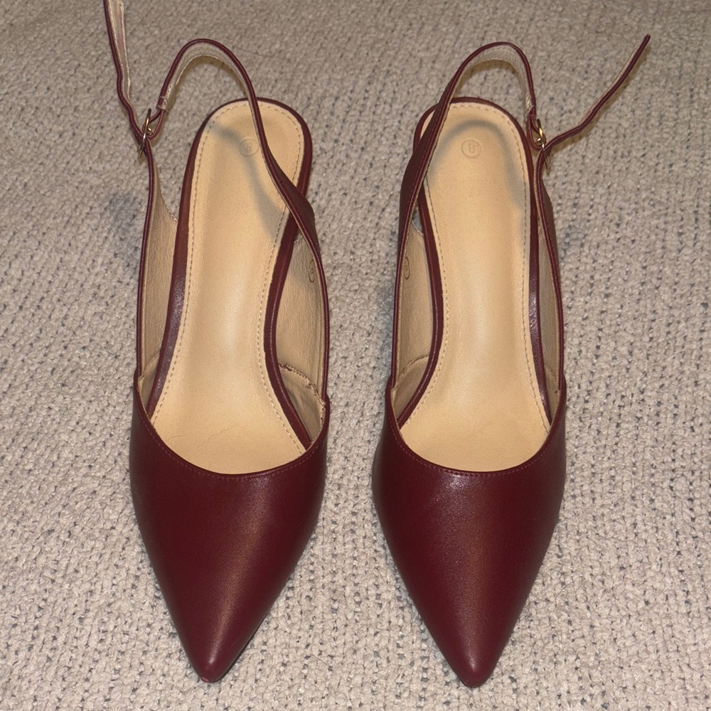 Elegant Burgundy Slingback Heels
